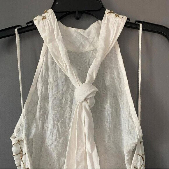 Party Glam Bodysuit Free People Halter Beaded Lattice Diamond - Picture 6 of 13